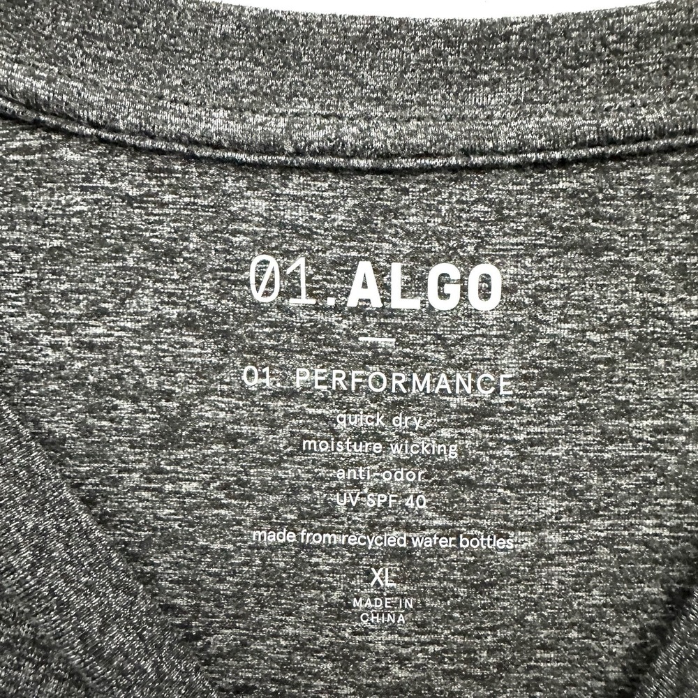 01.ALGO Mens Xl Performance Long Sleeve Shirt Gray SPF 40 Quick Dry Anti Odor - Picture 3 of 7
